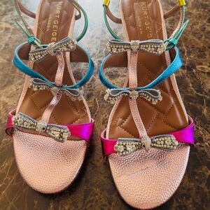 Kurt Geiger London Pierra Mini Bow embellished Strappy Sandals.